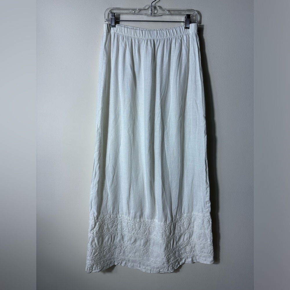 IVY Linen Embroidered Hem Maxi Skirt